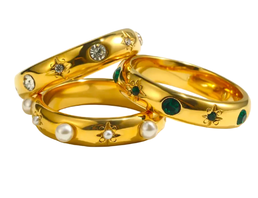 Of Earth & Sea: Set of 3 gold rings