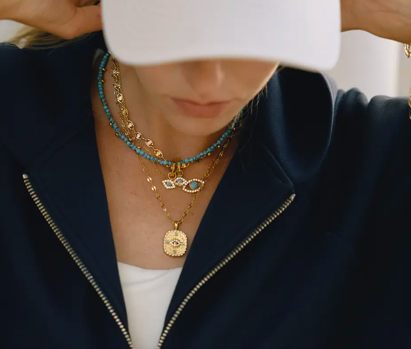 Gold-Plated Evil Eye Pendant Necklace