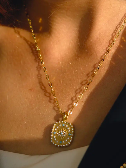 Gold-Plated Evil Eye Pendant Necklace