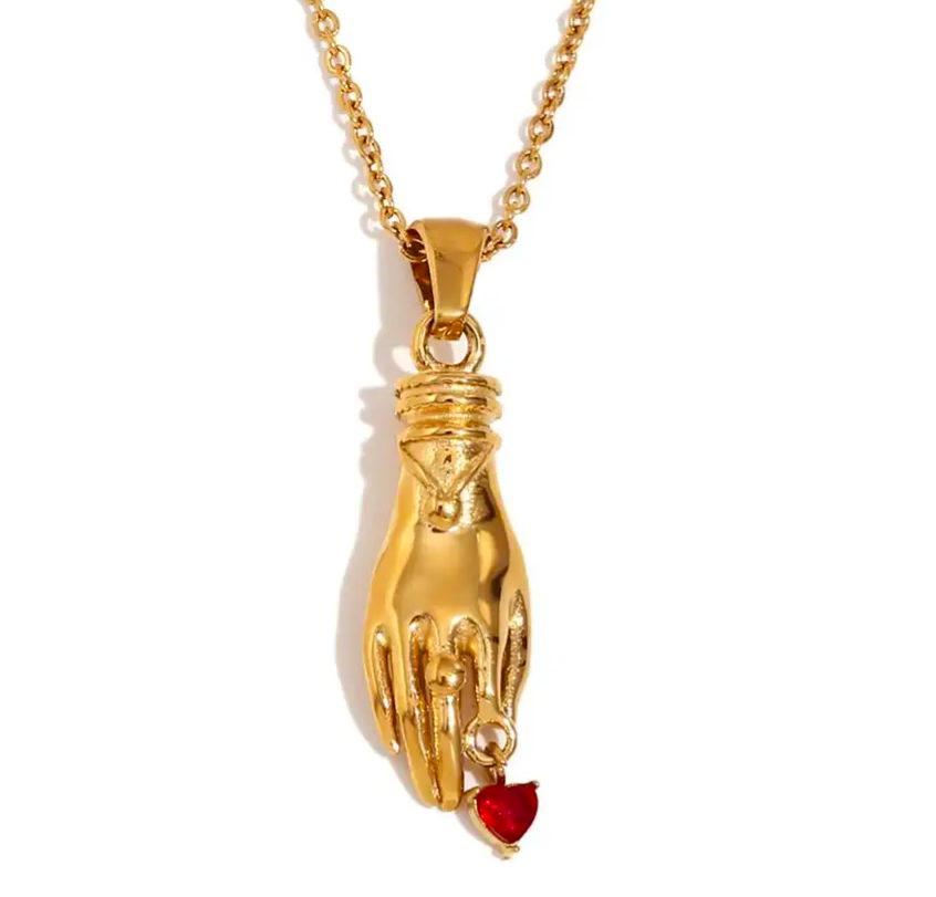 The Goddess' Hand Pendant with Red Gemstone