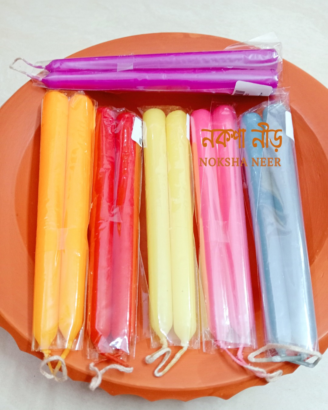 Colorful Decorative Candles 6 Pair Set