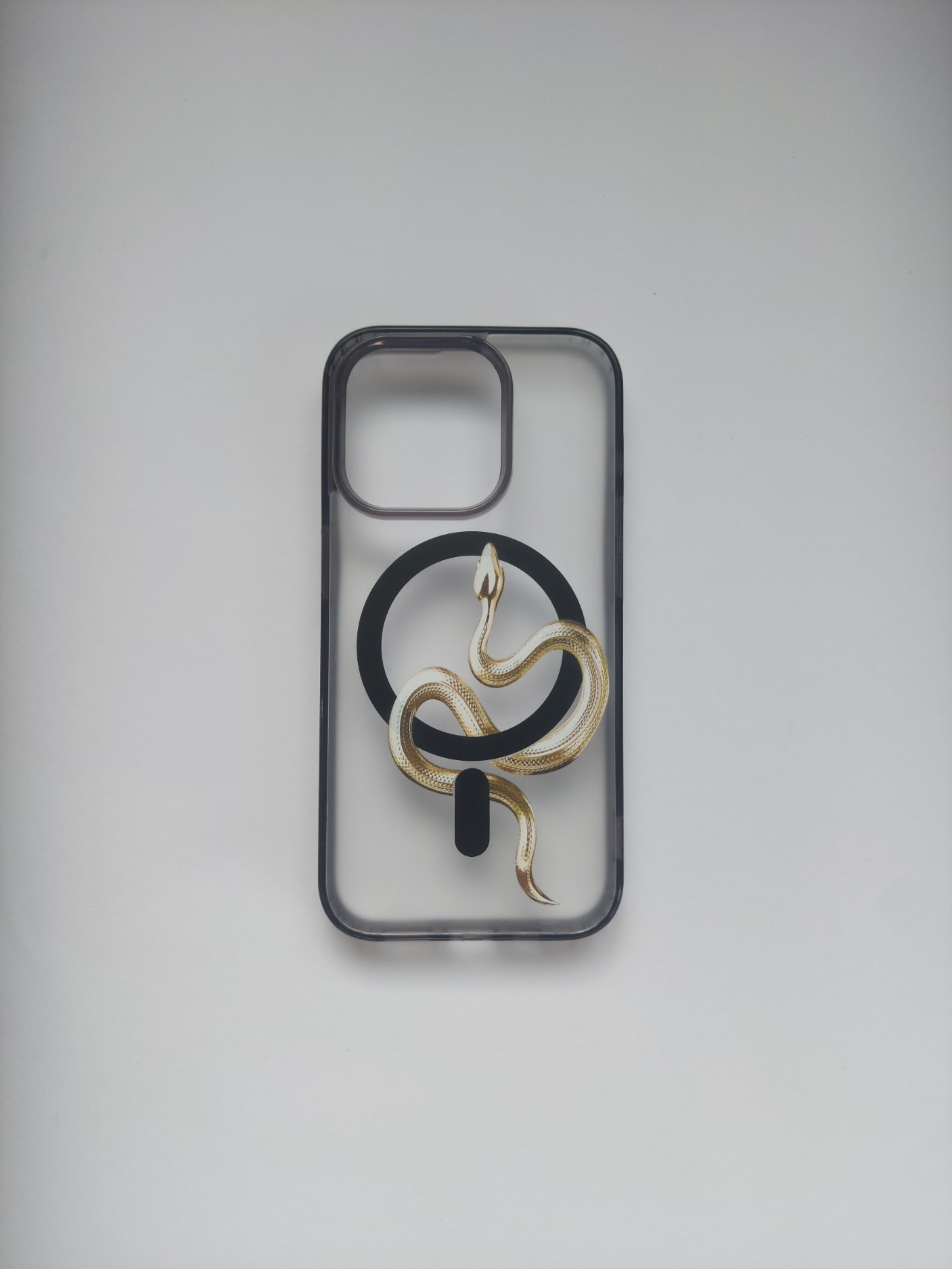 IPhone 16 PRO MAX  Transparent Magsafe Case with Gold Snake Design