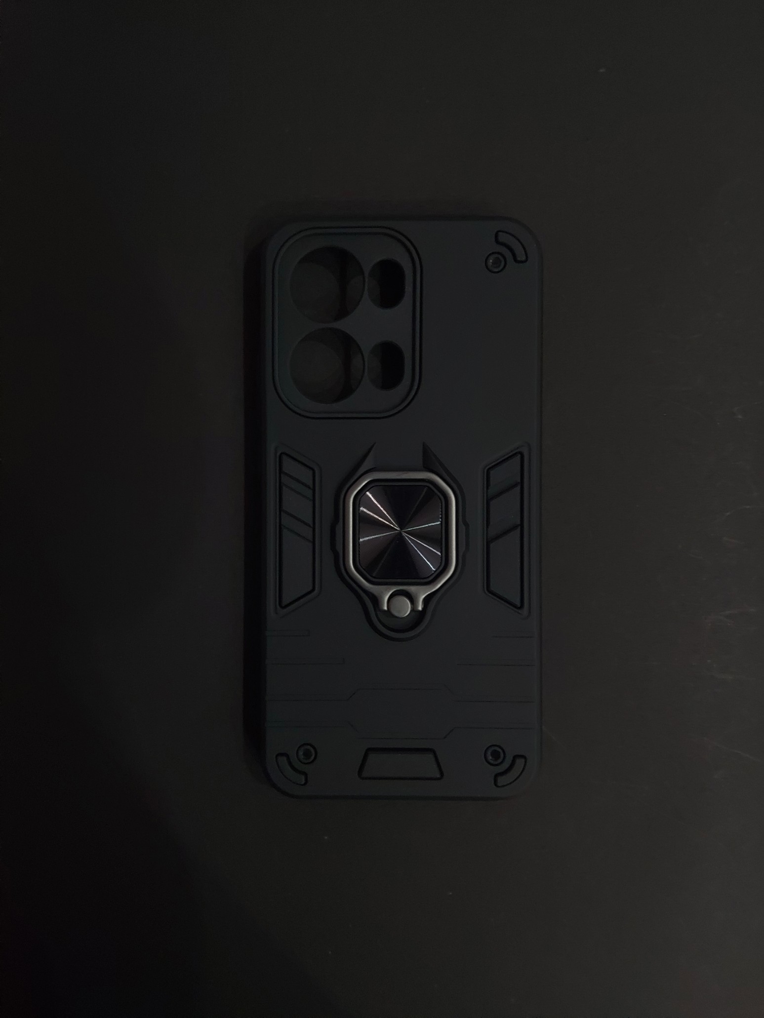 OPPO RENO 13 PRO Rugged Black Phone Case with Ring Holder