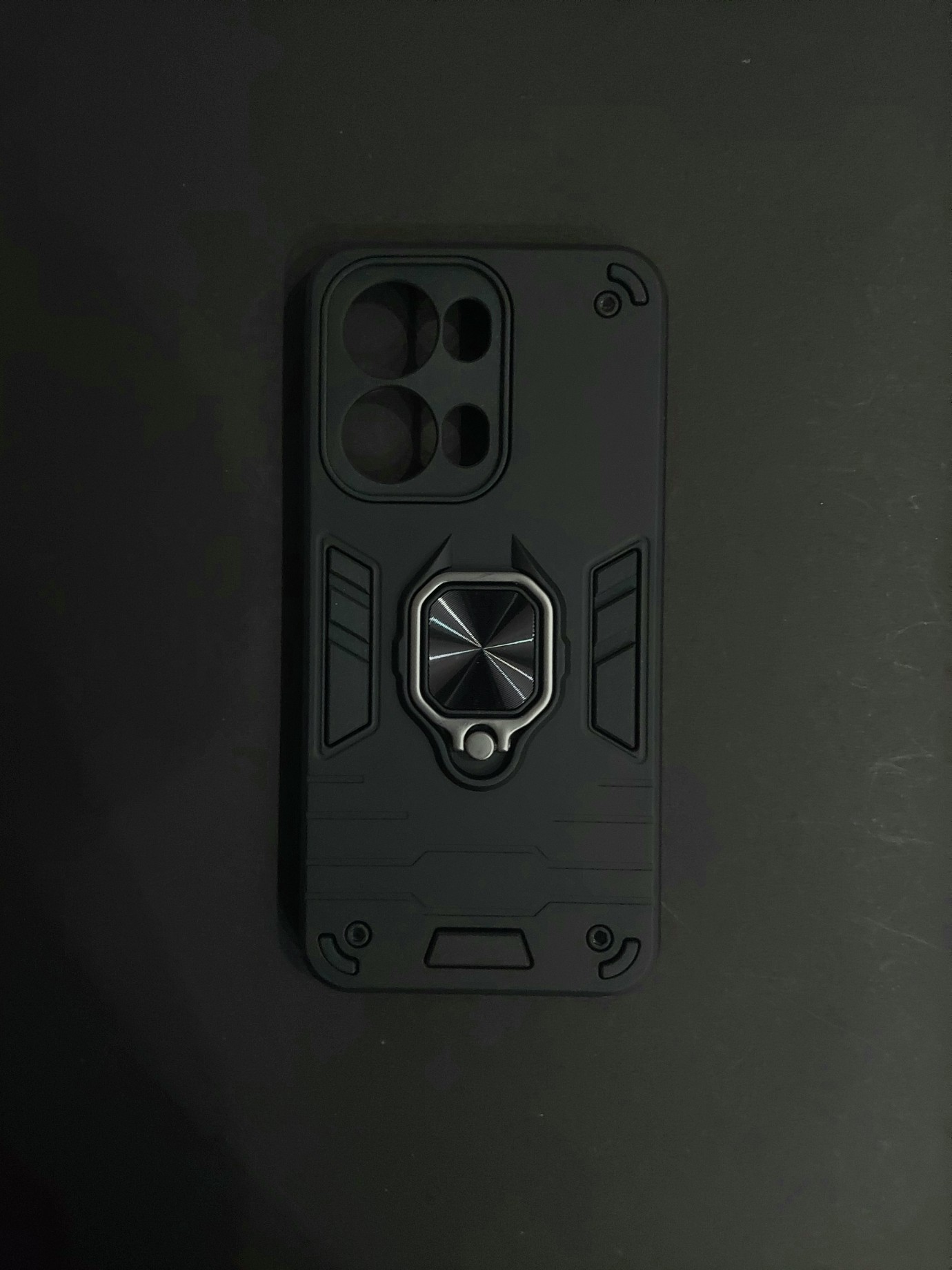 OPPO RENO 13 PRO Rugged Black Phone Case with Ring Holder