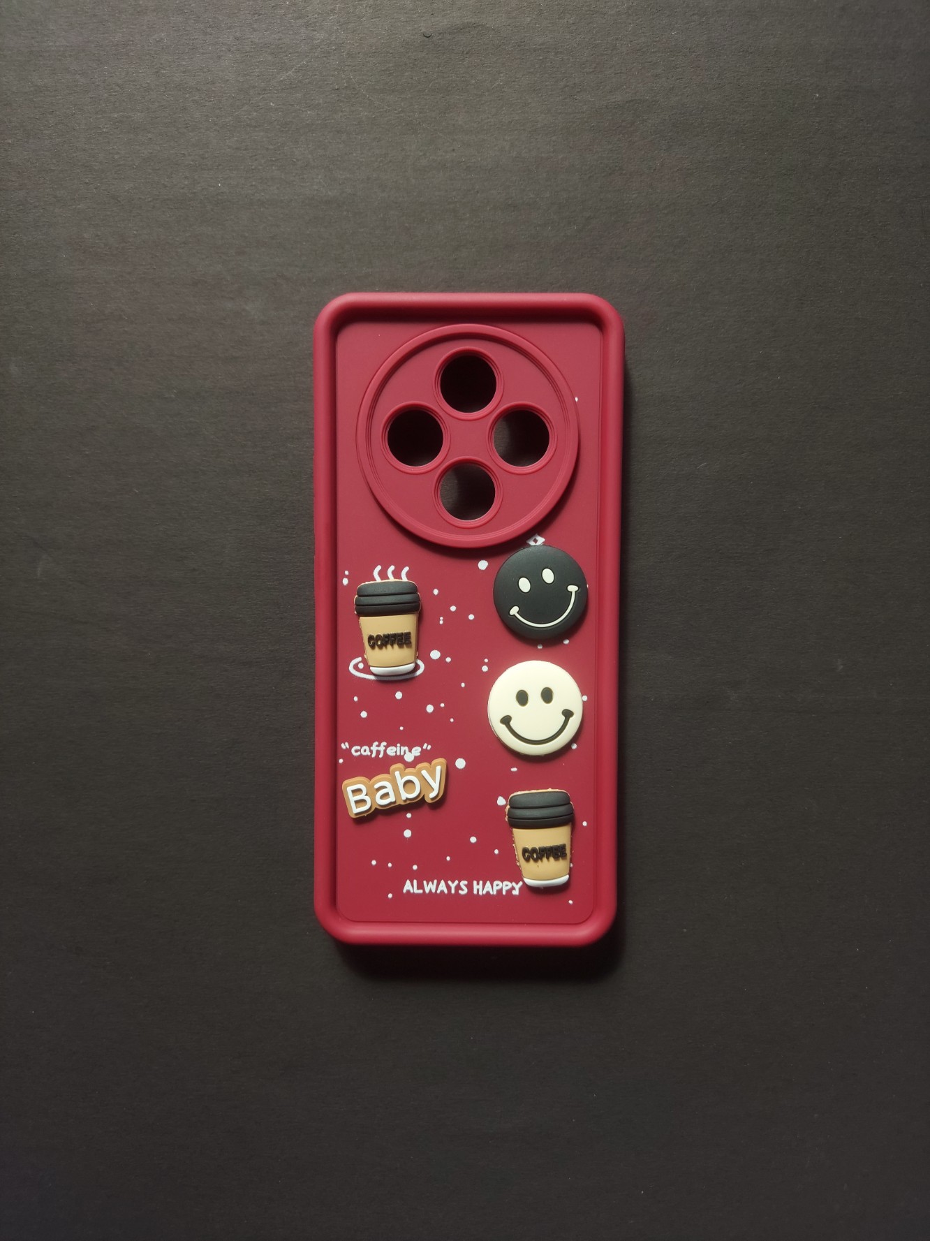 OPPO F27PRO PLUS Red Phone Case with Coffee and Smile Designs