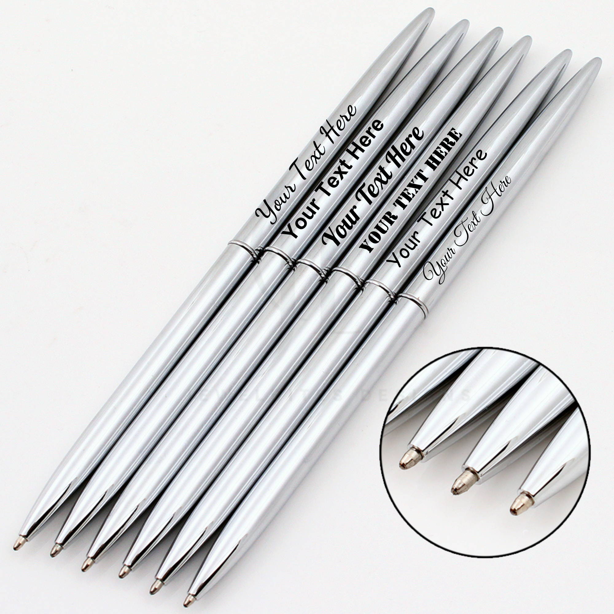 Custom Engraved Metal Ballpoint Pen: Slim Modern Design, Black Ink