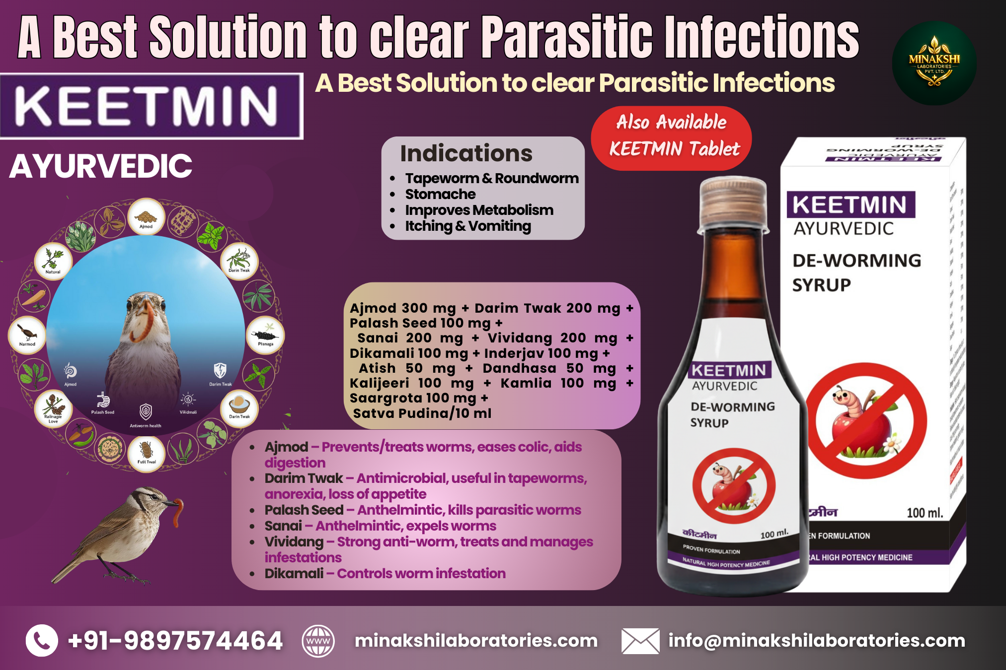 Keetmin Ayurvedic De-Worming Syrup