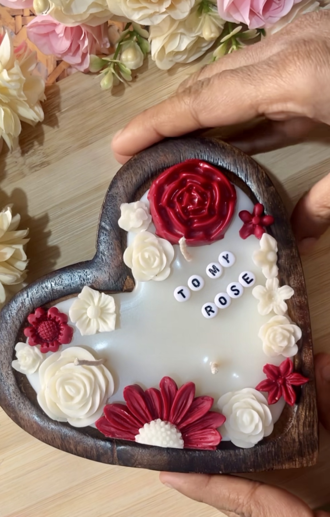 Heart-Shaped Floral Candle