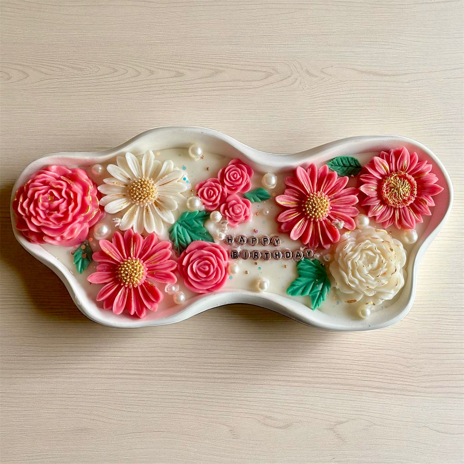 Personalized Message Candle - Ceramic Wave Bowl 