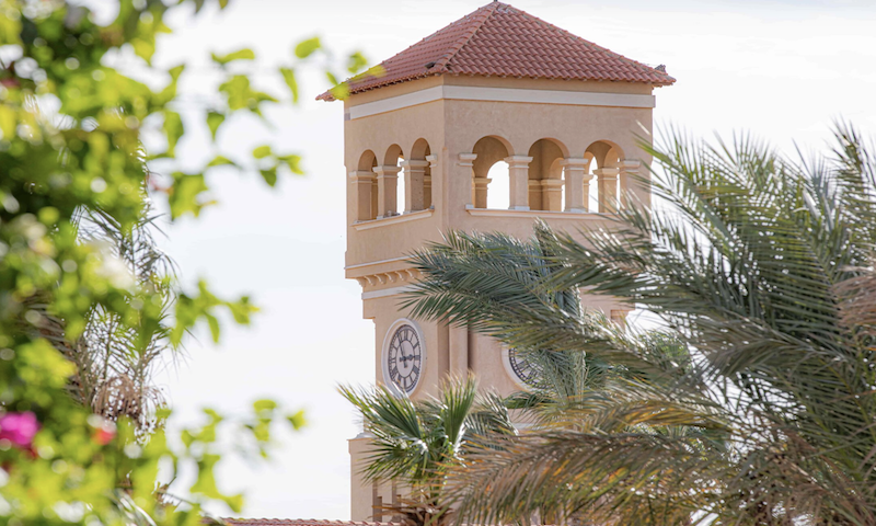 Mediterranean-style clock tower