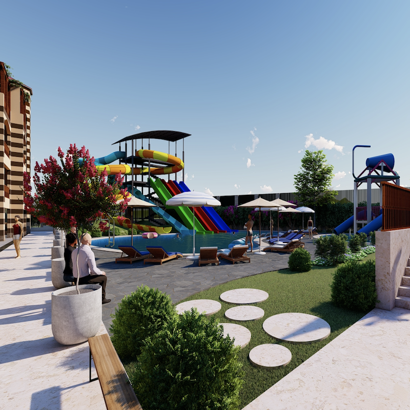 🌴 Aqua La Cascata | 1-Bedroom Apartment with Aqua Park View 