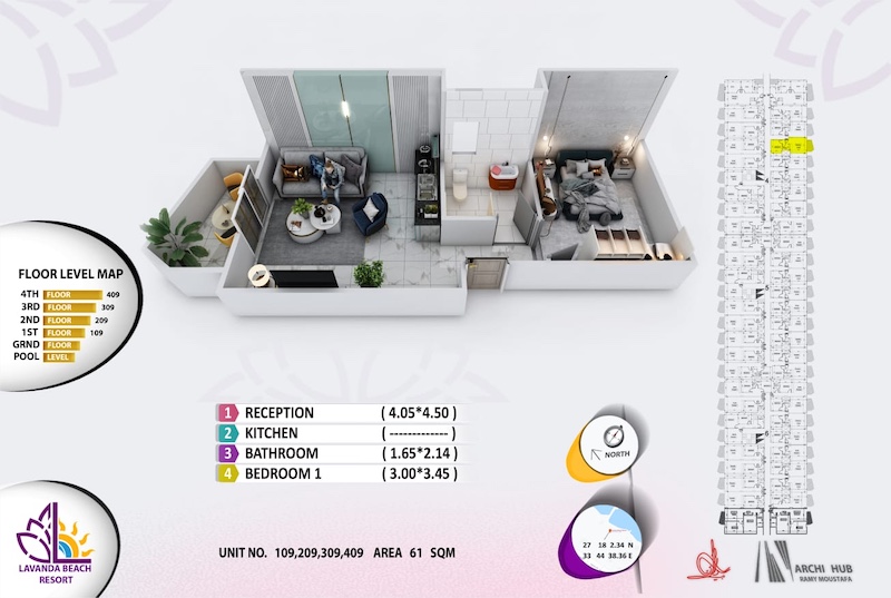 Lavanda Beach Residence 1-Bedroom Apartment.