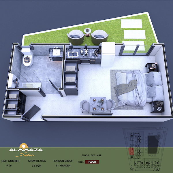 Almaza Suites pool level 