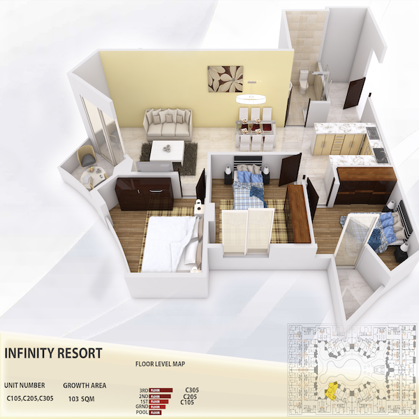 Modern Apartment with Pool & Garden Views