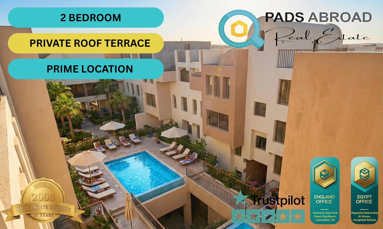 Elegant 2 Bedroom Roof Apartment | La Cascata, Port Ghalib