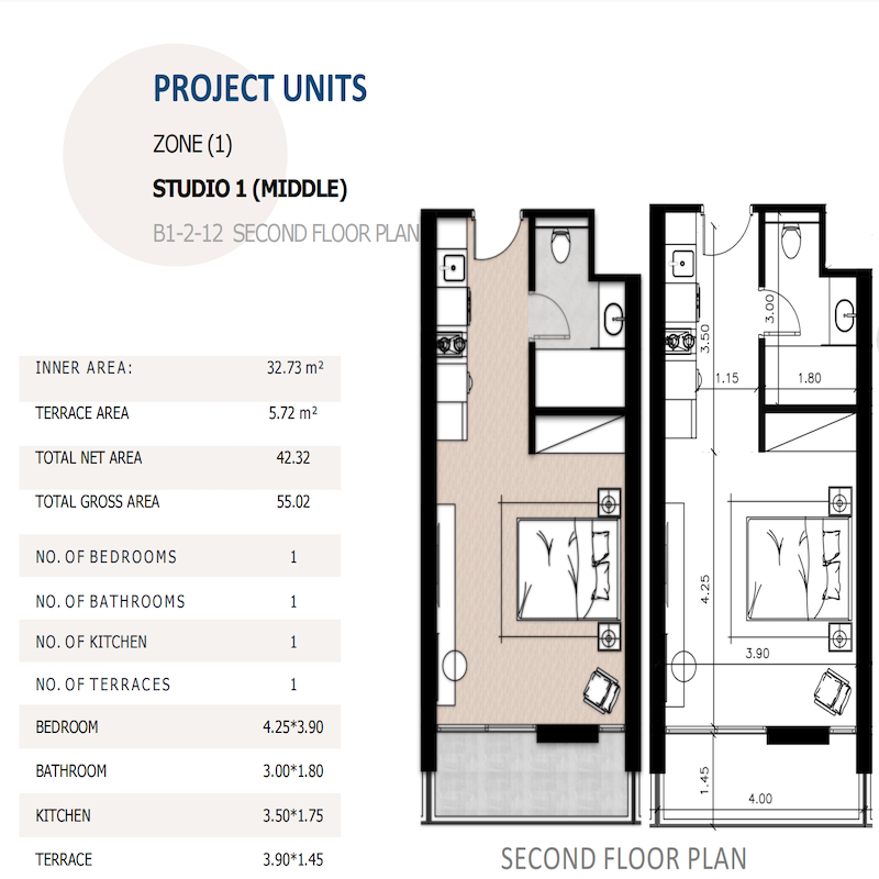Studio Apartment with Balcony and Roof Terrace
