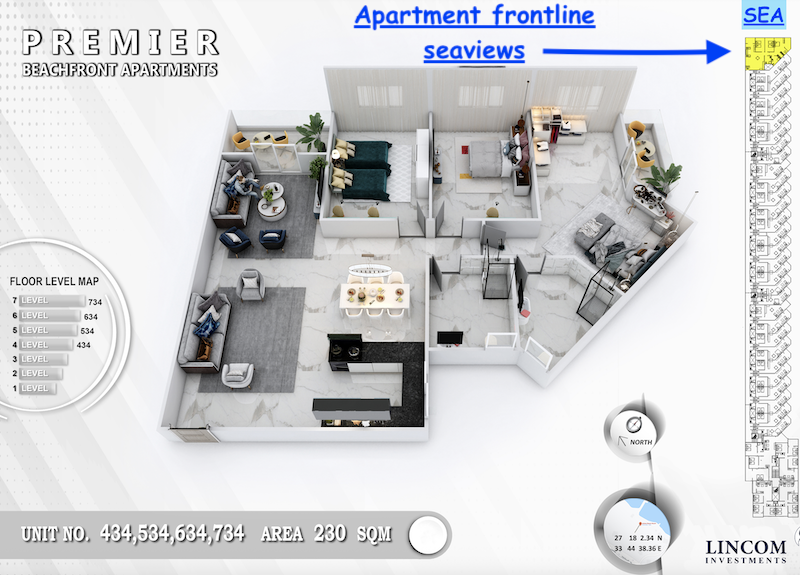 Panoramic Sea-View 3-Bed | Premier Beach Residence