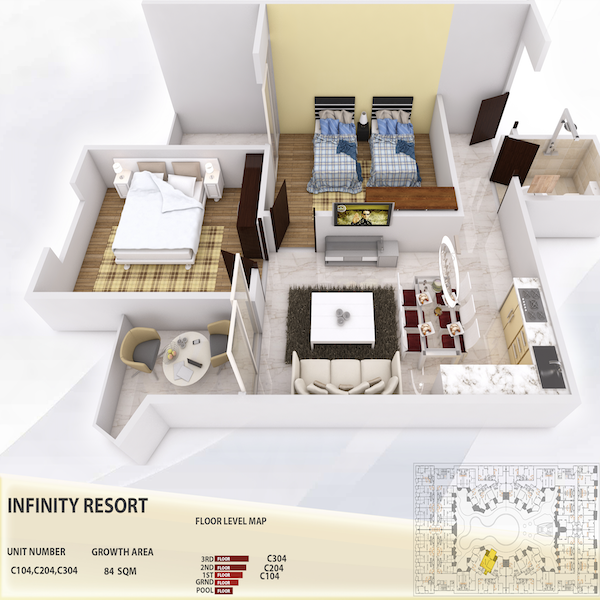 Modern Residential Apartment 2 Bedroom