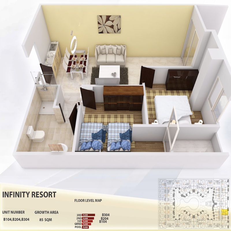 Modern Apartment Complex with Pool