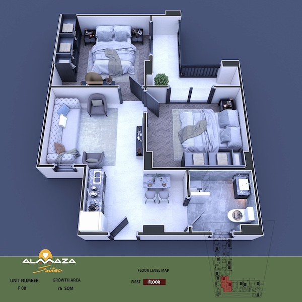 Intimate 2 bedroom Almaza Suite 