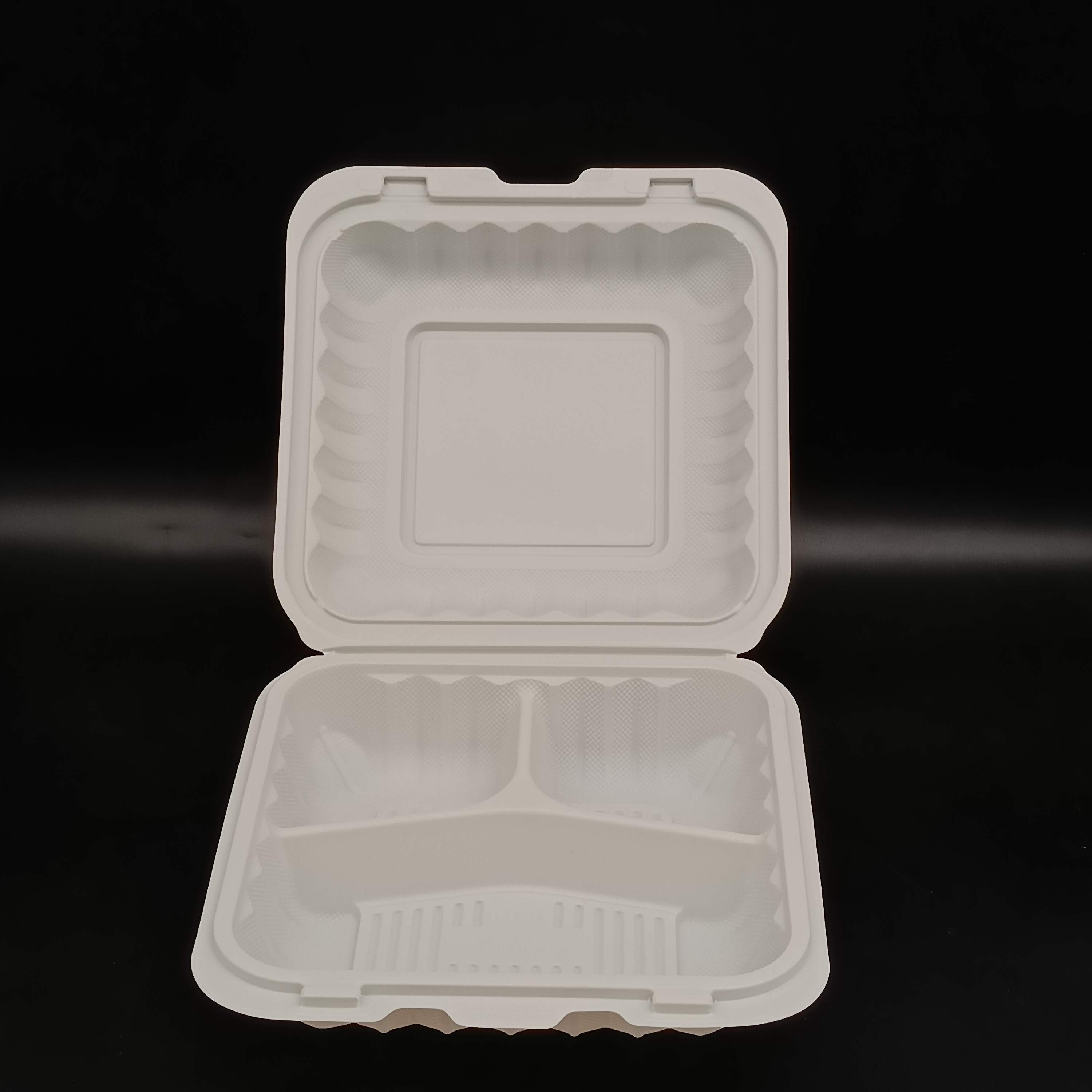9" x 9" 3- Compartment Microwavable Hinged Take Out FH903 