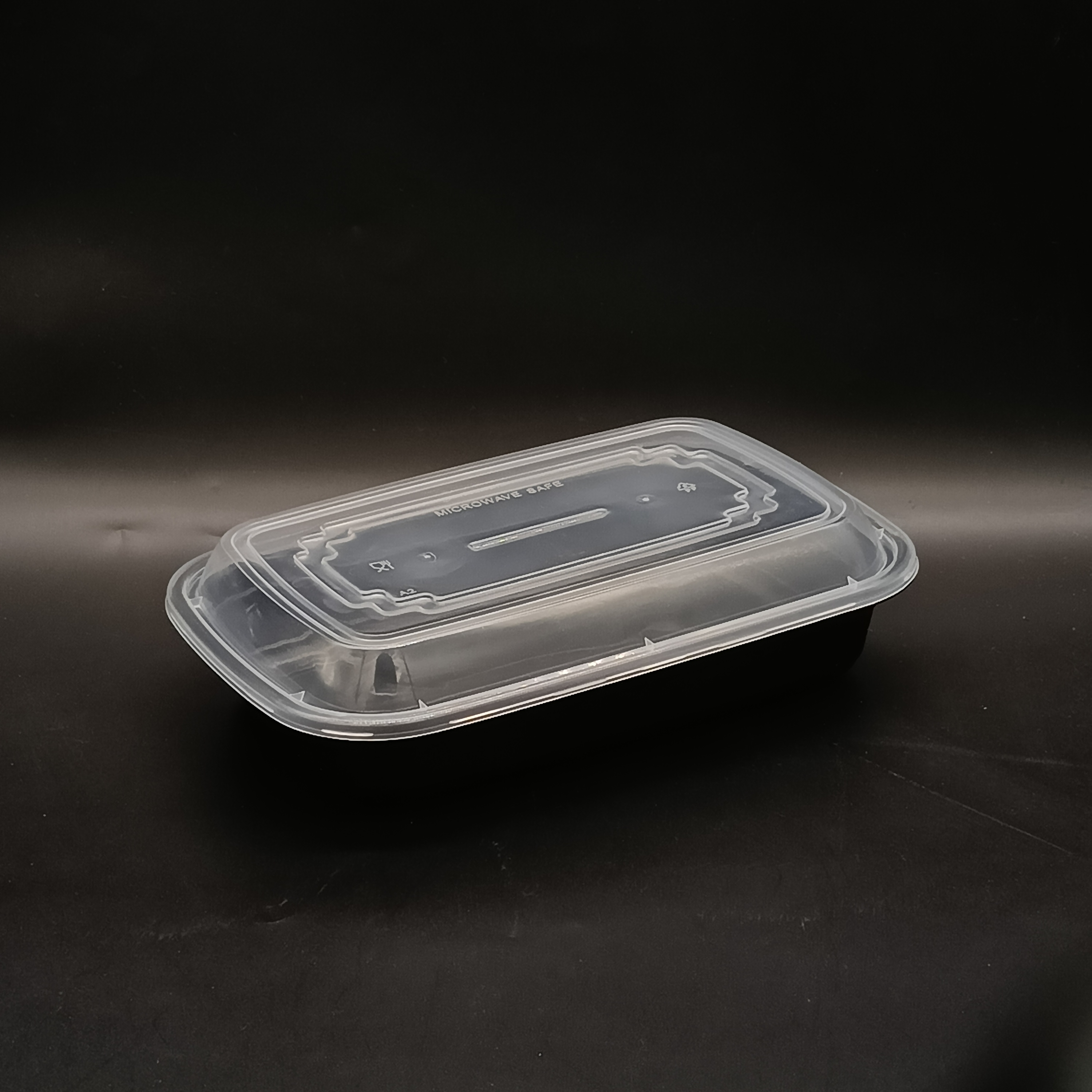 Microwavable Black Rectangular Container with Clear Lids included 150set/case