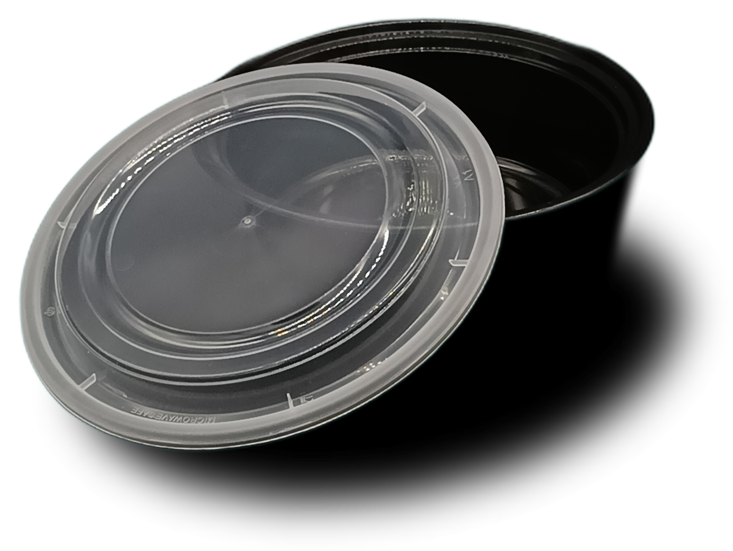 Microwavable Black Round container with clear lids included