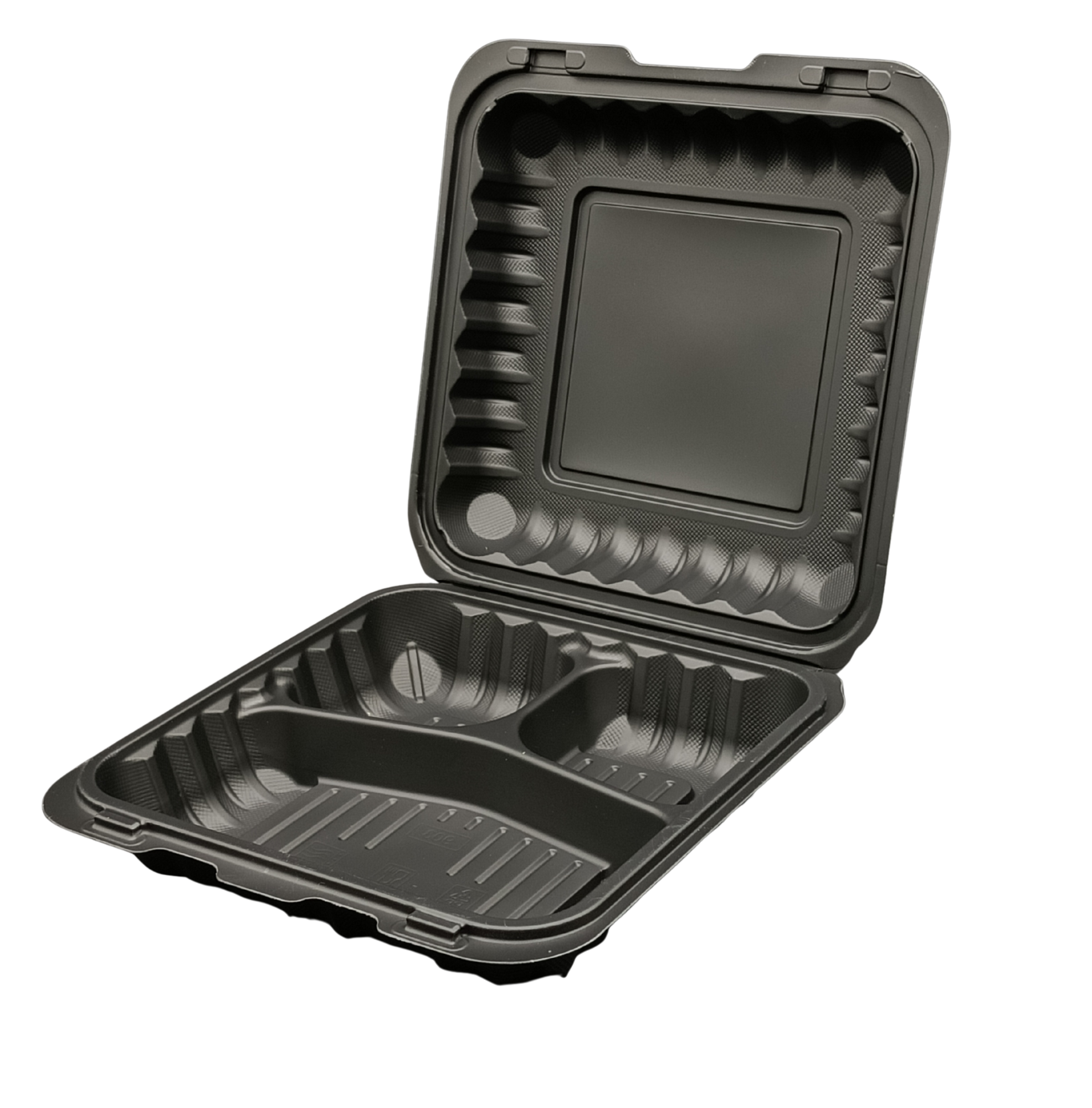 9" x 9" 3- Compartment Microwavable Hinged Take Out FH903 