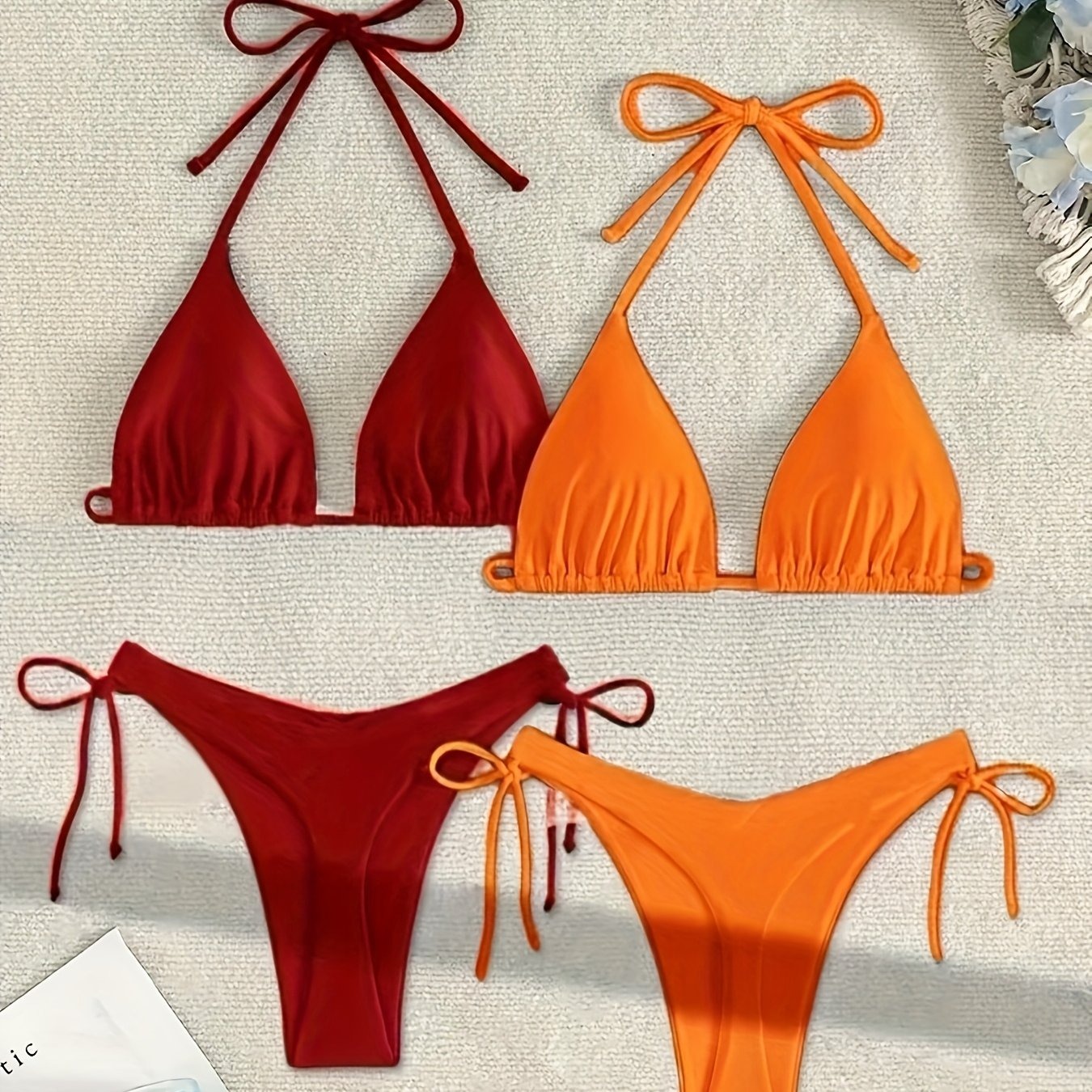 Bikini GIMAR Naranja Fuego – Triángulo Ajustable