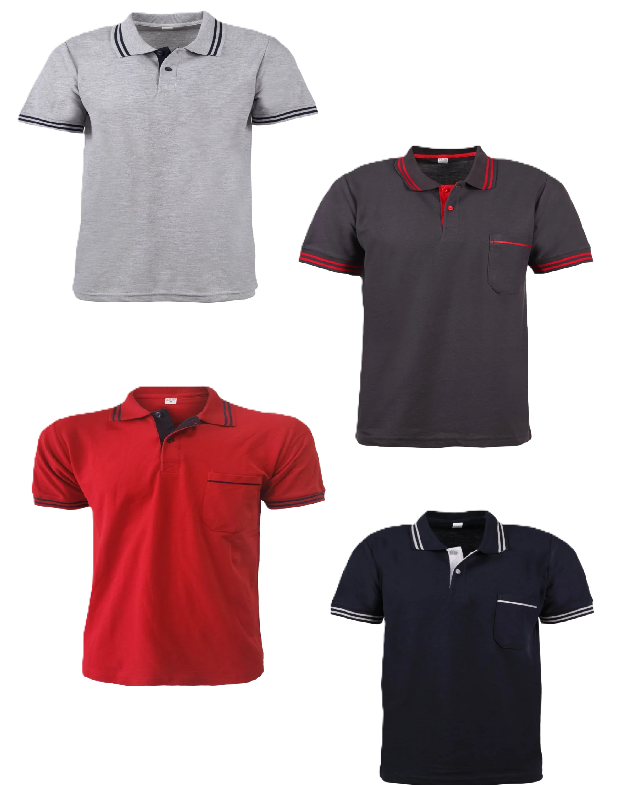 Double-Stripe Cotton Polo Shirts