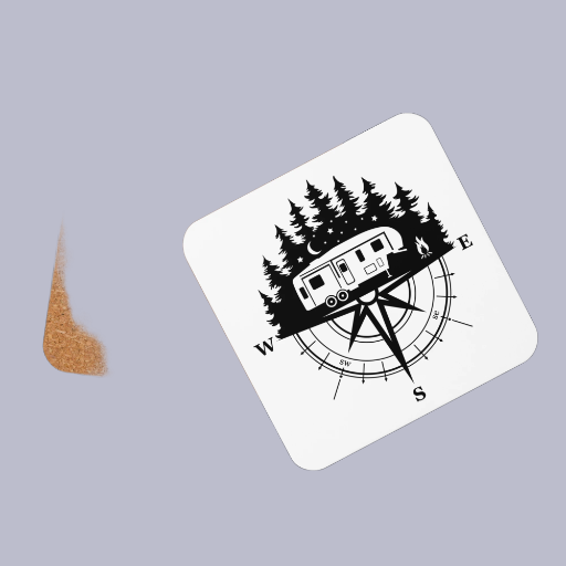 RV and Compass Cork-back Coaster (1 Each)