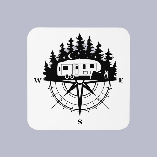 RV and Compass Cork-back Coaster (1 Each)