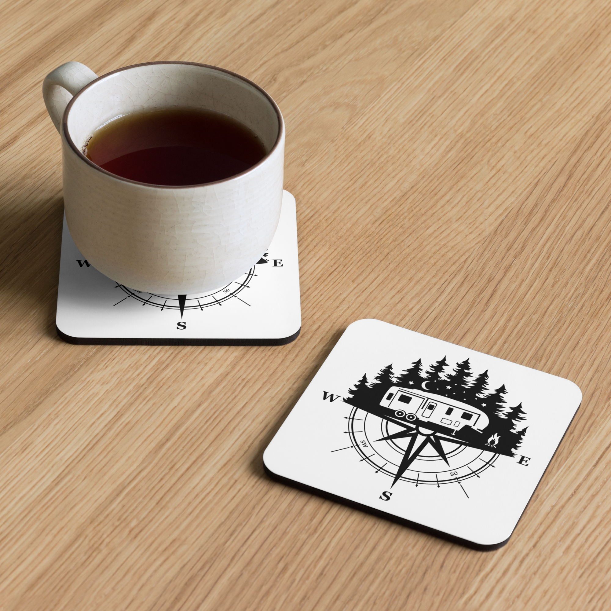 RV and Compass Cork-back Coaster (1 Each)