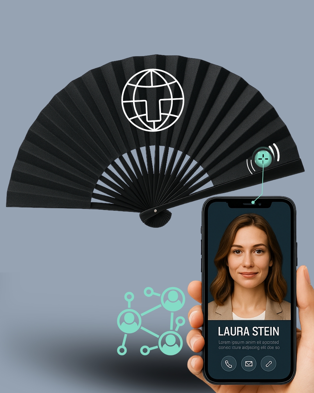 Abanico de mano inteligente NFC