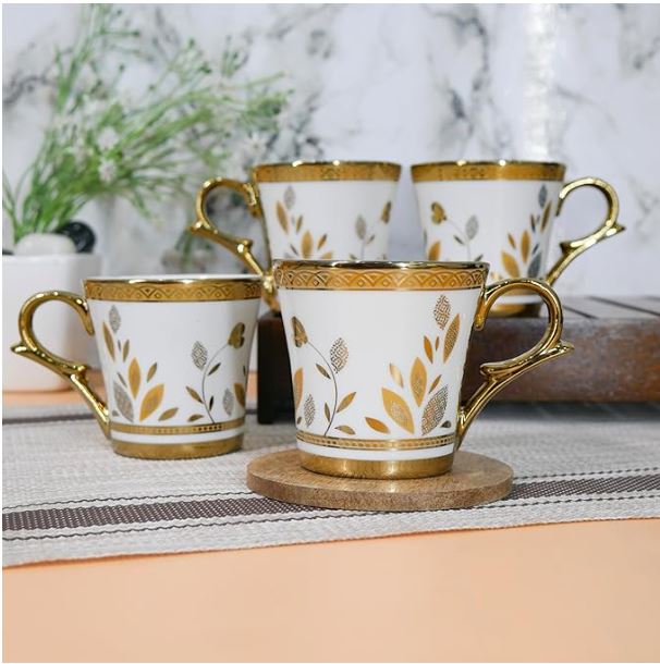 Elegant Gold-Trimmed Tea Cups Set