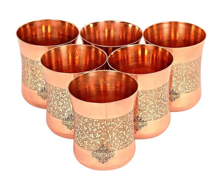 Copper Engraved Glass Set