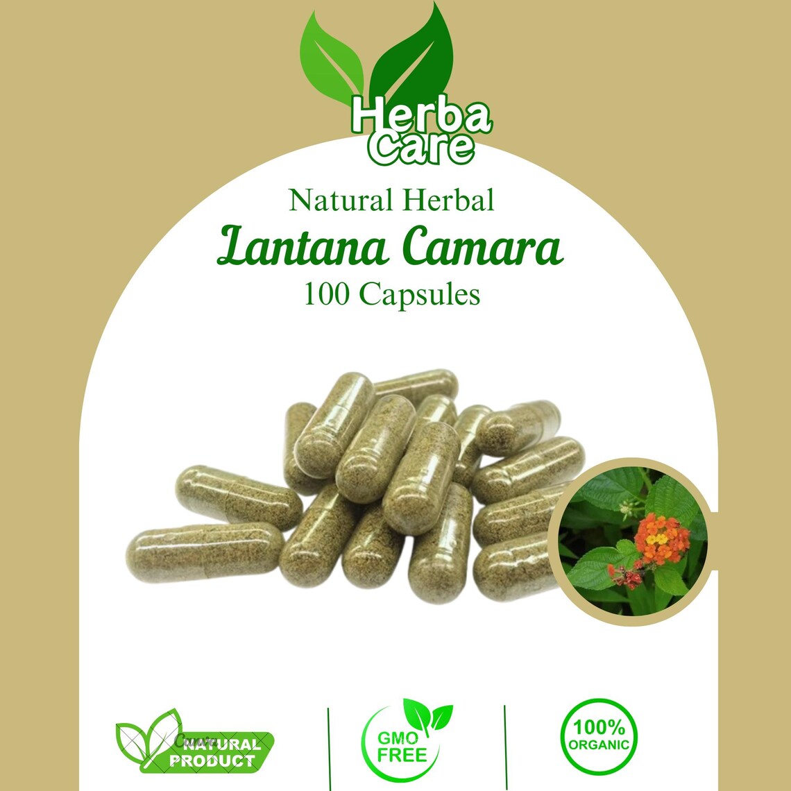 100-500 Capsules Of Pure Lantana Red Sage (Lantana Camara) 100% Organic WildCrafted Fresh Natural Herbs 