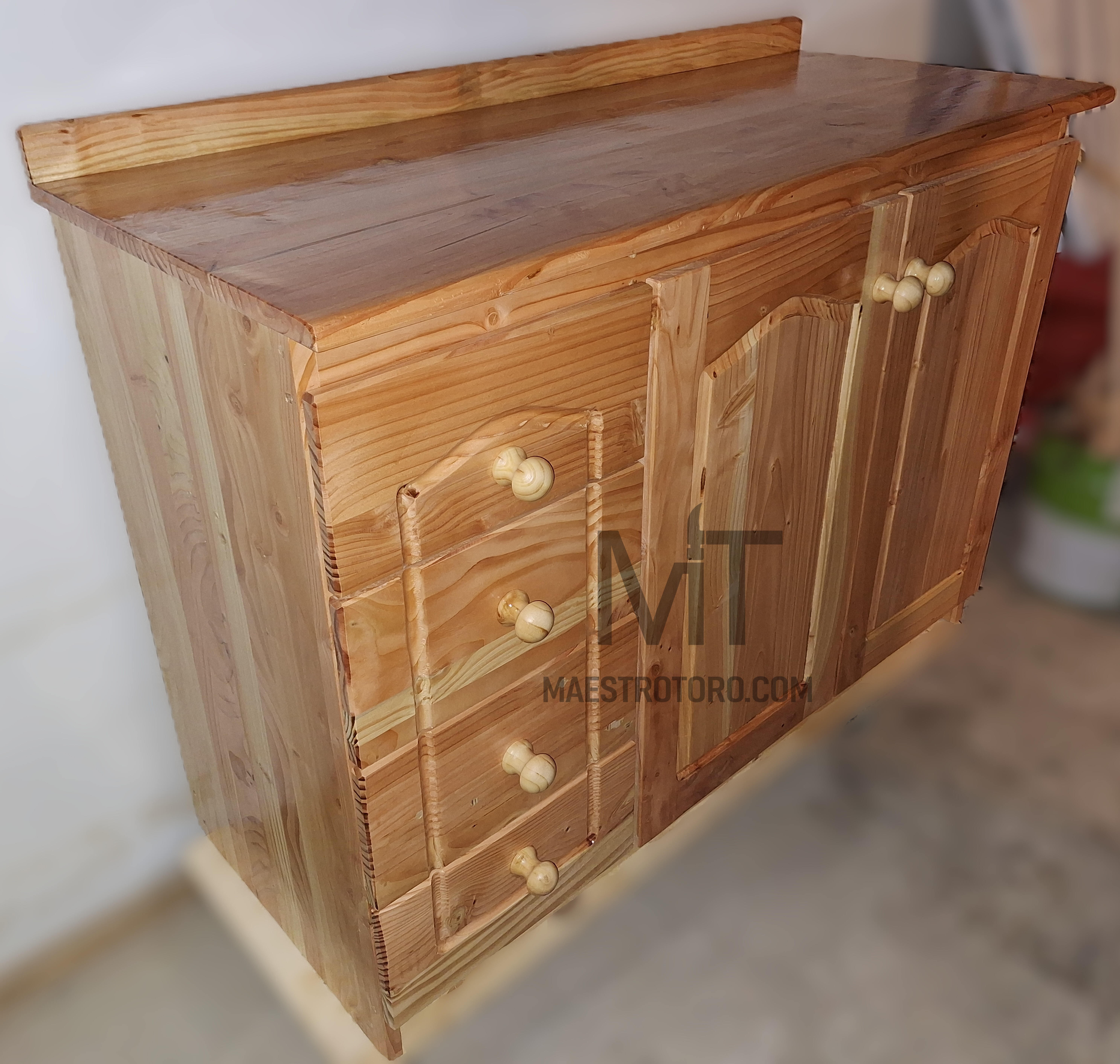 Base 1,2m con cubierta de madera y cajones