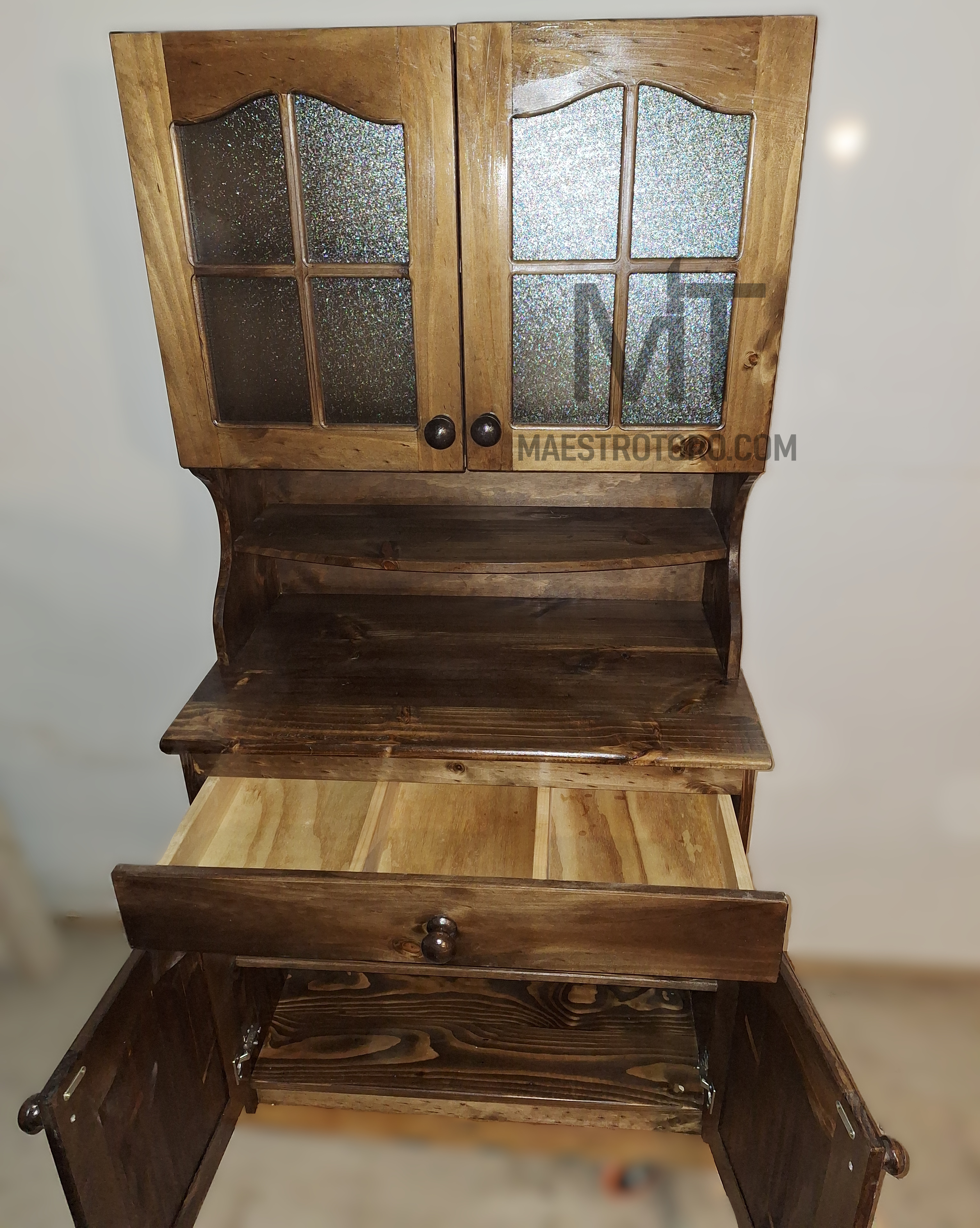 Mueble mural con cajón color nogal