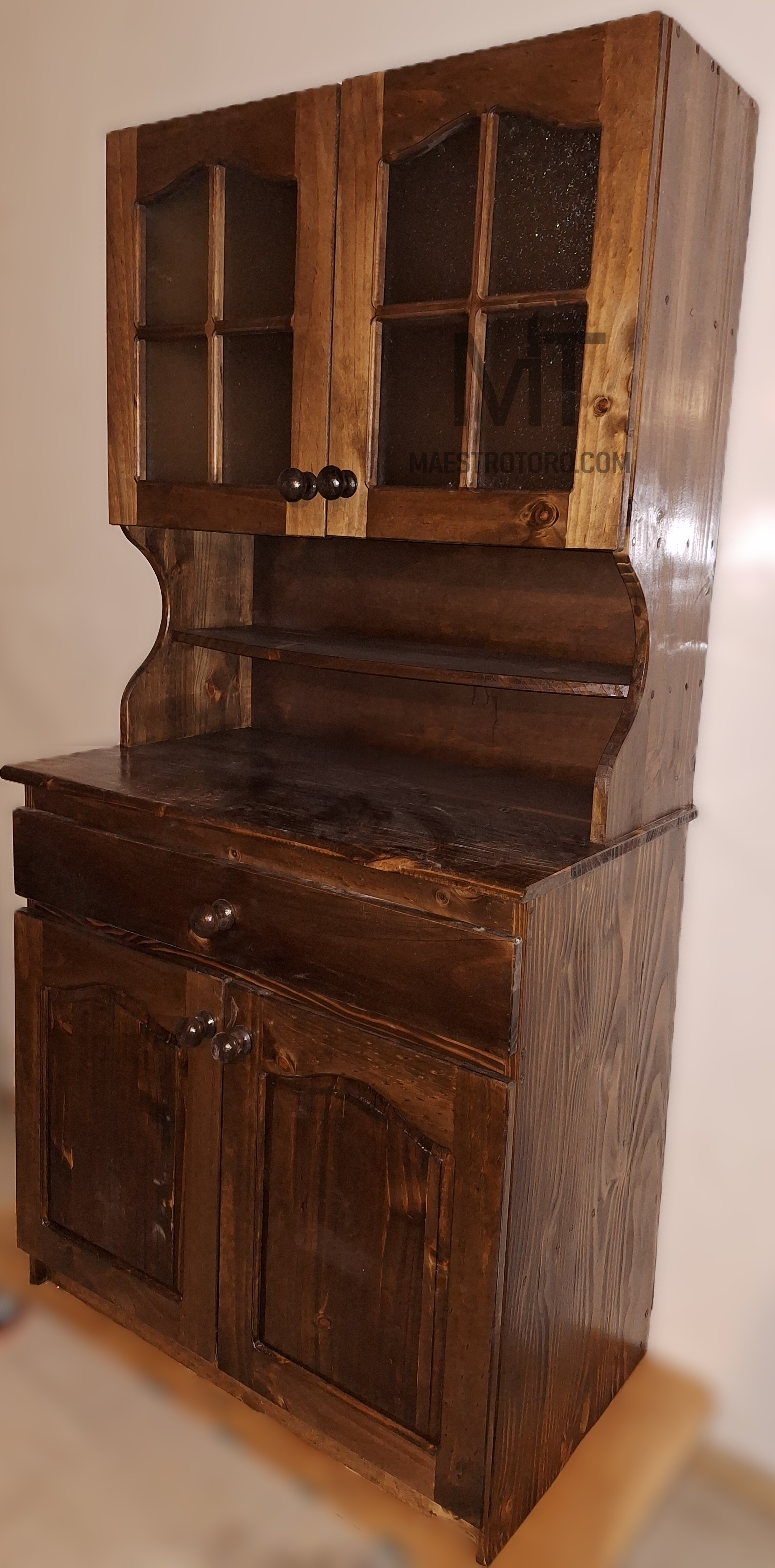 Mueble mural con cajón color nogal