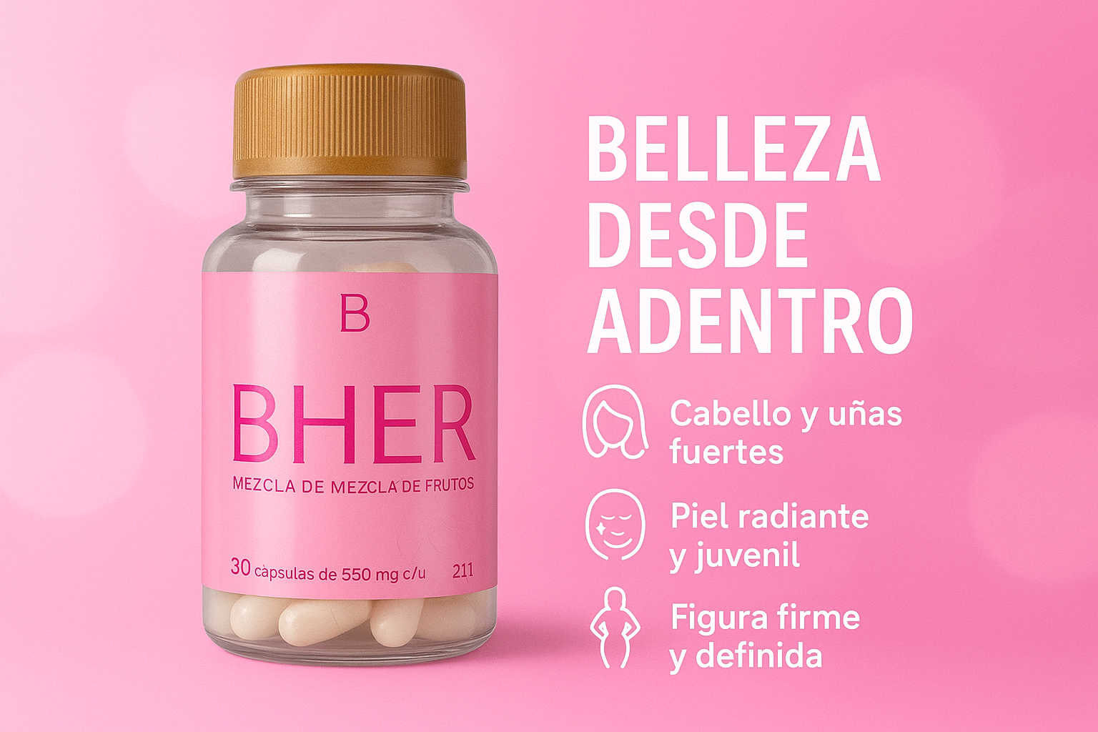 50 Piezas BHER Aumenta el Libido, combate los síntomas premenstrual, regula el periodo, disminuye los Cólicos 100% NATURAL