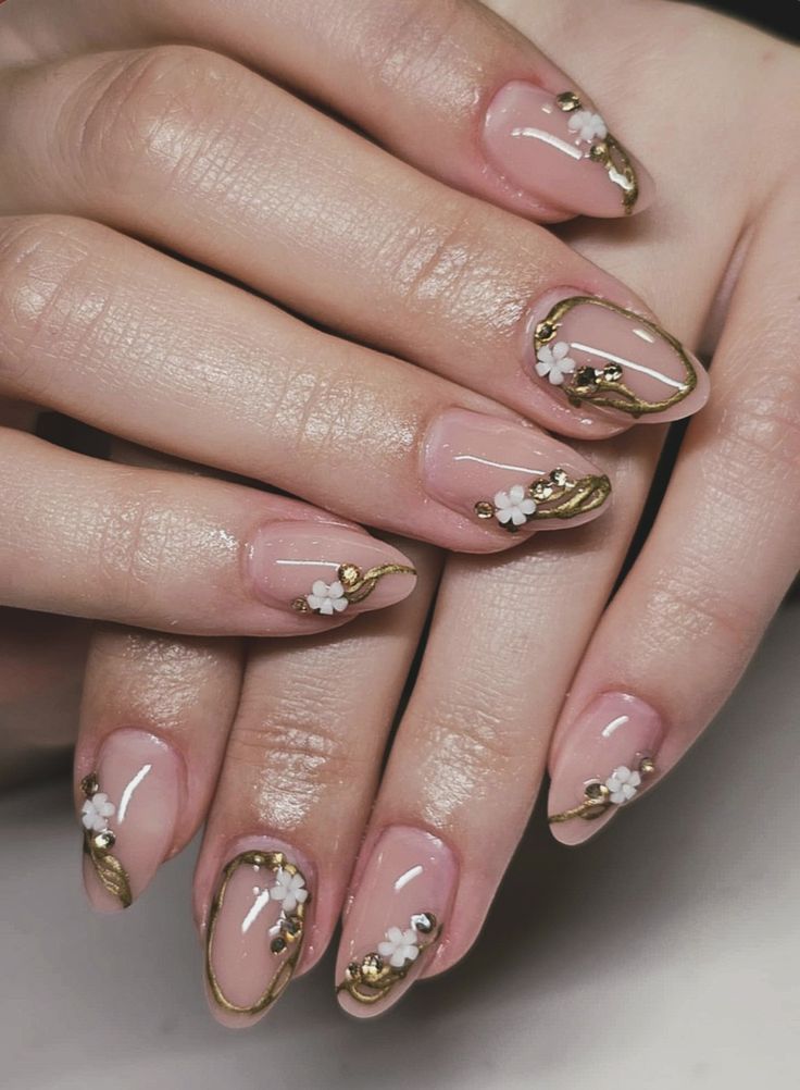 Elegant Floral 3D Nail Art