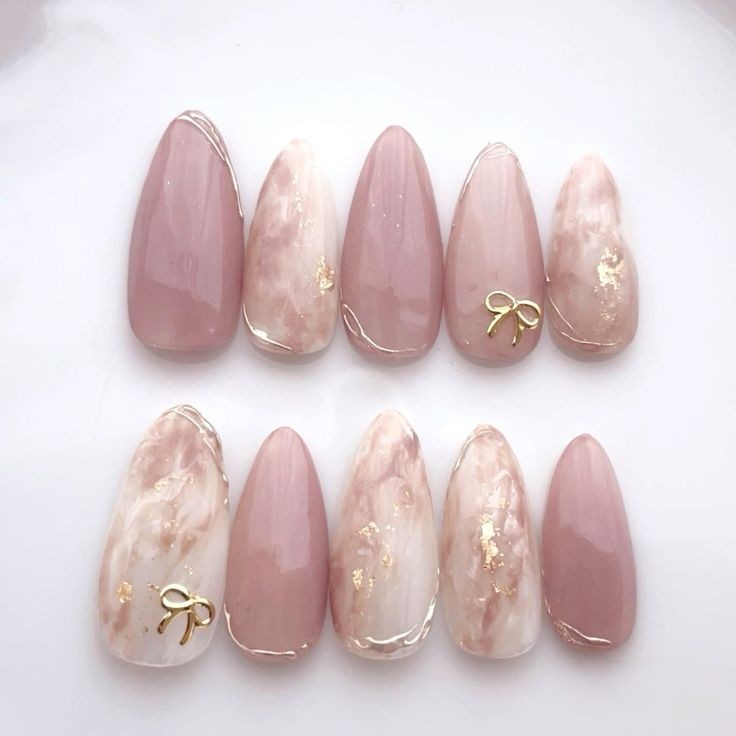 Elegant Pink Marble Press-On Nails