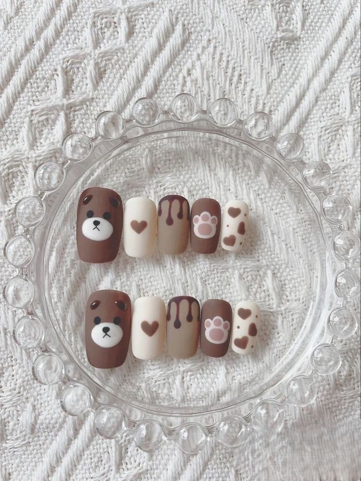 Cute Bear and Paw Press-On Nails