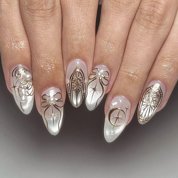 Elegant Pearl White Nail Art