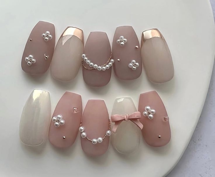 Blush Pink and Nude press-on nails
