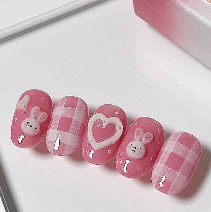 Cute Pink Bunny Press-On 
