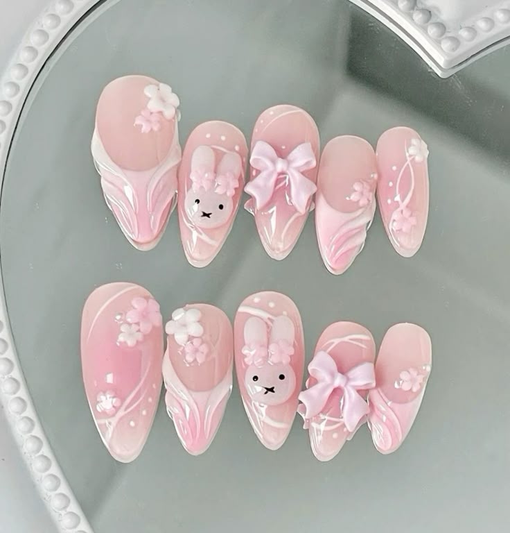 Cute Bunny Pink Press-On Nails
