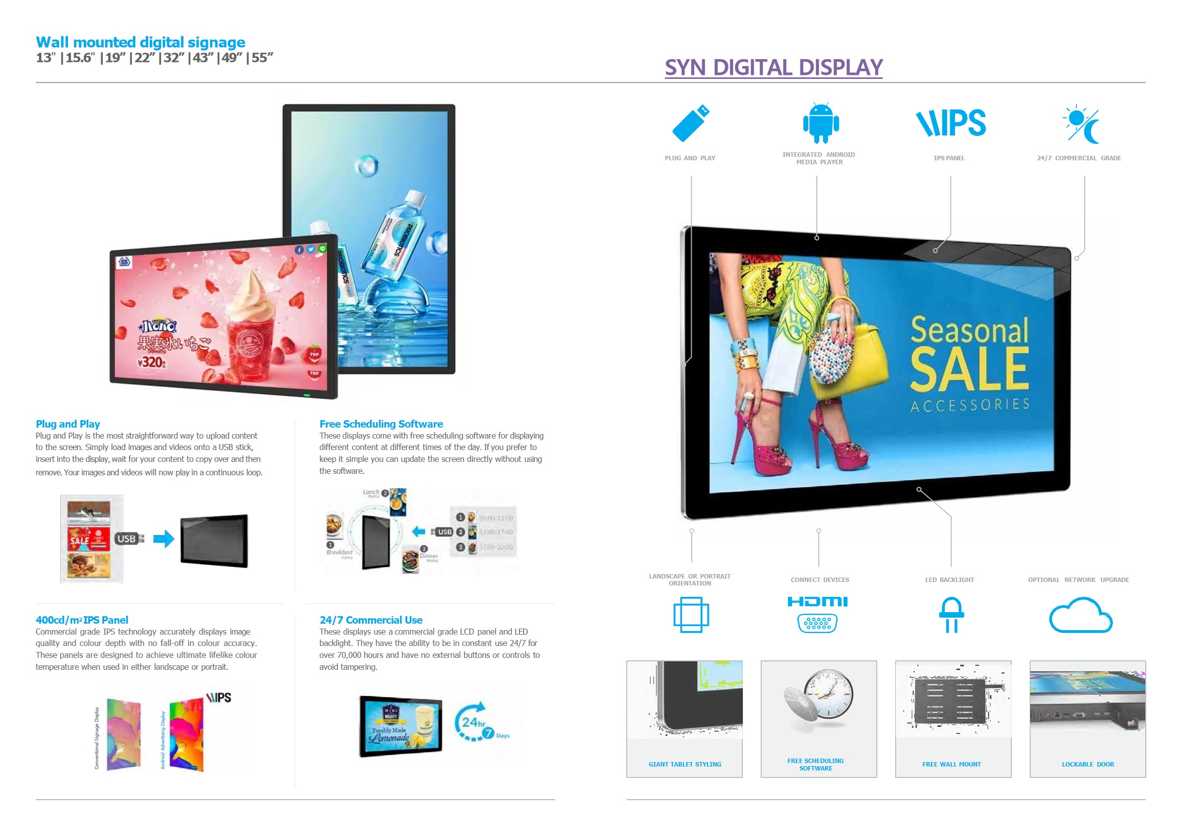 Wall Mounted Digital Signage Display