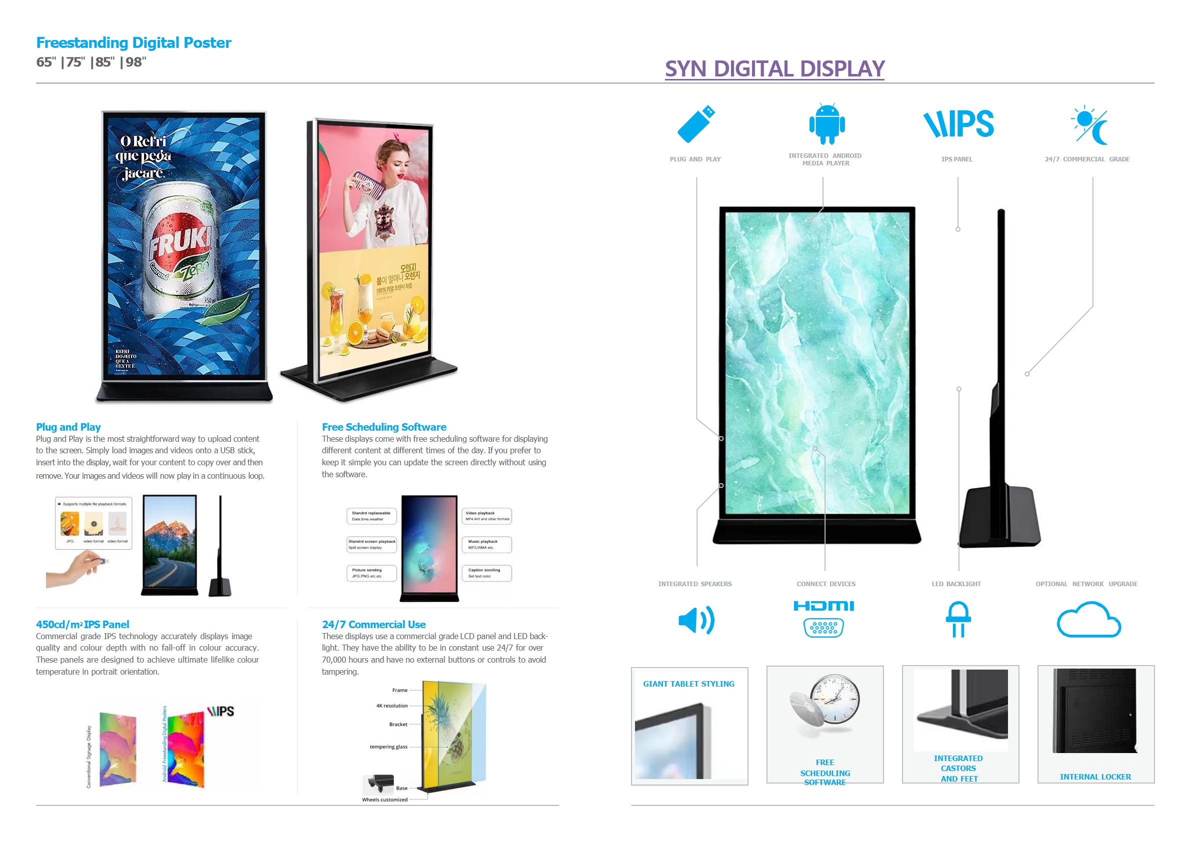 SYN Freestanding Digital Poster Display
